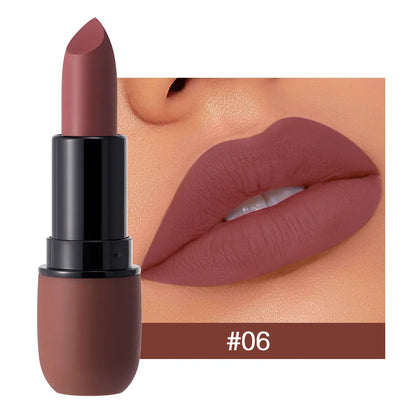 Labial Mate 6 Colores - Terciopelo Suave, Resistente al Agua y Larga Duración
