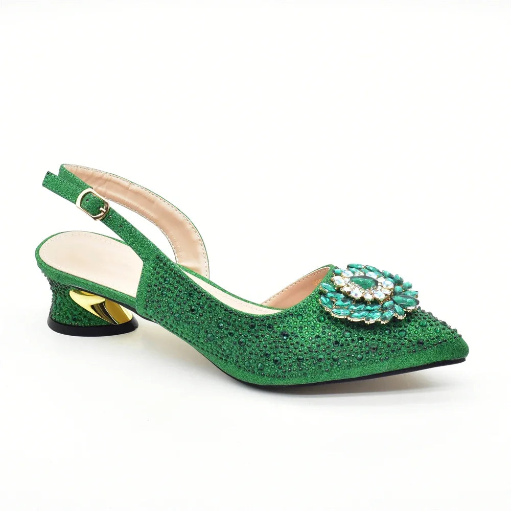 Set de Zapatos y Bolso de Fiesta con Rhinestones - Tacones Elegantes Estilo Africano