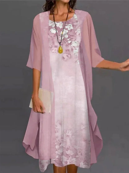 Conjunto de Vestido Casual de Verano para Mujer - Estampado Floral de Dos Piezas