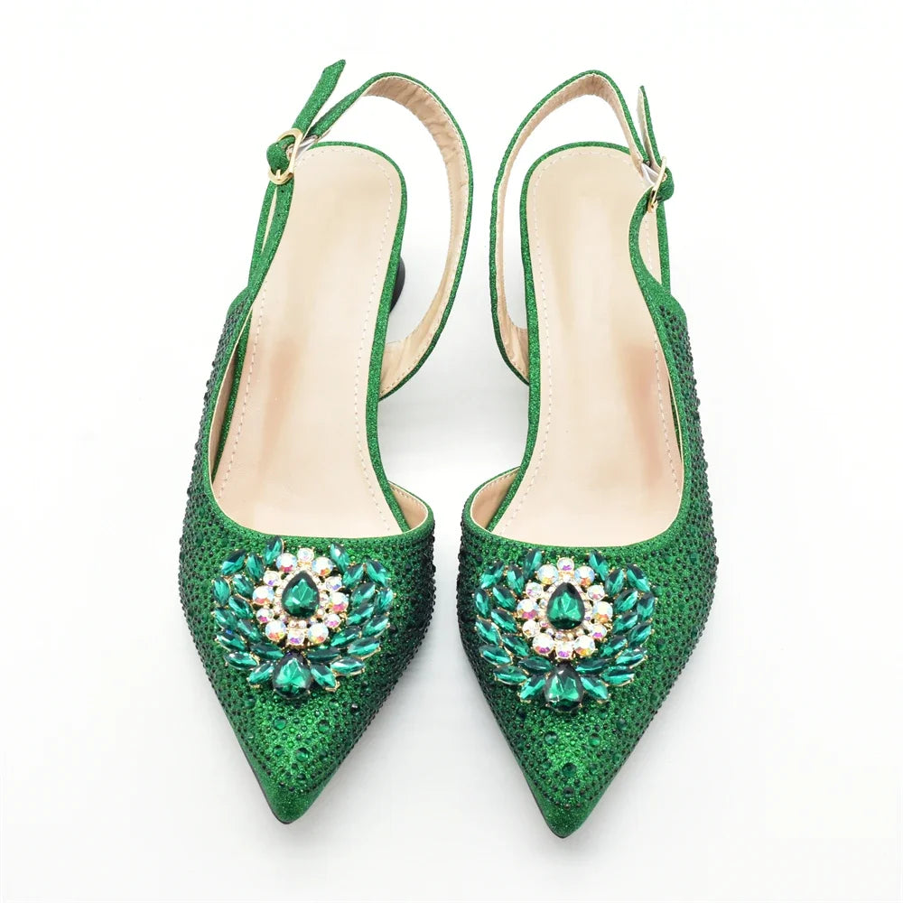 Set de Zapatos y Bolso de Fiesta con Rhinestones - Tacones Elegantes Estilo Africano