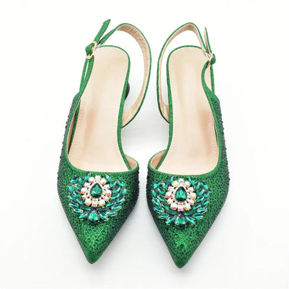 Set de Zapatos y Bolso de Fiesta con Rhinestones - Tacones Elegantes Estilo Africano