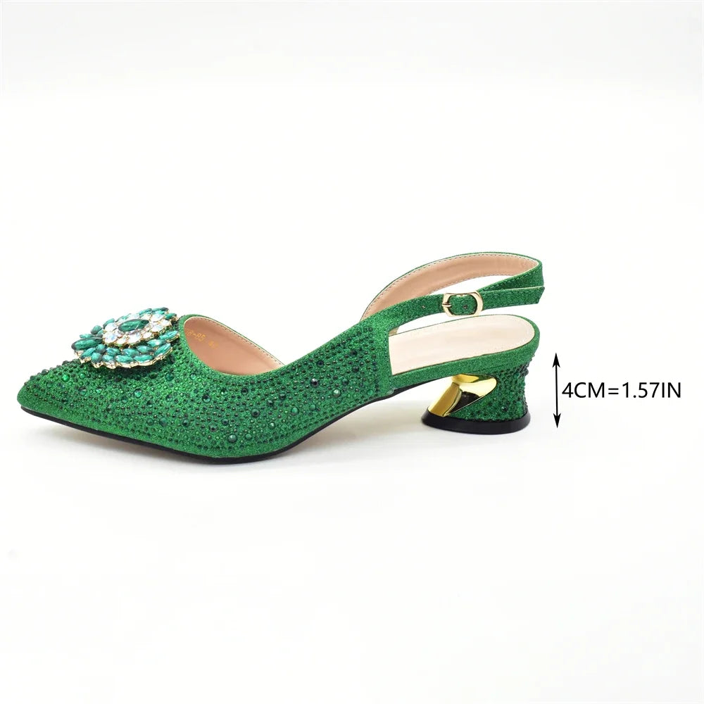 Set de Zapatos y Bolso de Fiesta con Rhinestones - Tacones Elegantes Estilo Africano