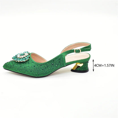 Set de Zapatos y Bolso de Fiesta con Rhinestones - Tacones Elegantes Estilo Africano