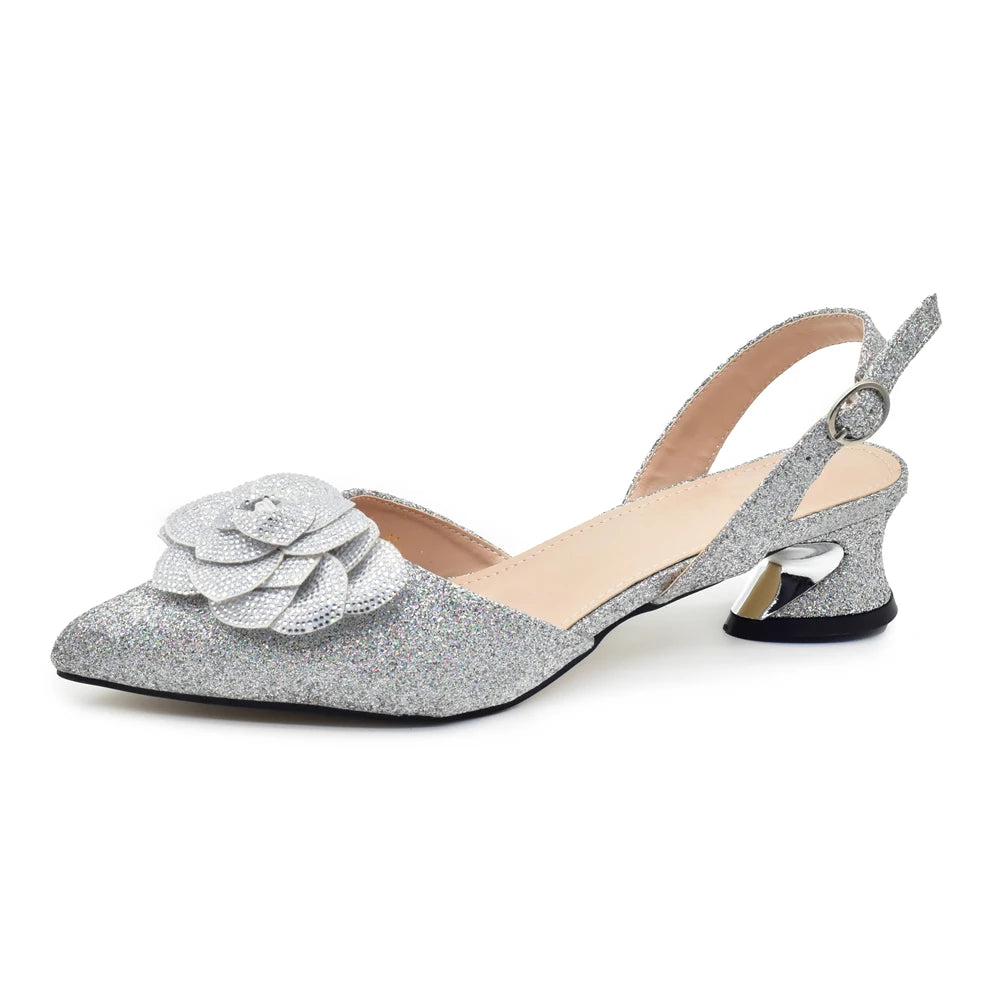 Set Elegante de Zapatos y Bolso con Rhinestones - Tacones de Fiesta para Mujer