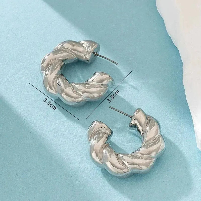Aretes de Aro con Cristales Dorados - Diseño Trenzado Bañado en Plata para Mujer