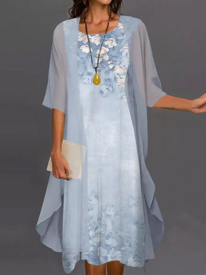 Conjunto de Vestido Casual de Verano para Mujer - Estampado Floral de Dos Piezas