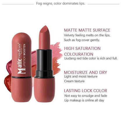 Labial Mate 6 Colores - Terciopelo Suave, Resistente al Agua y Larga Duración