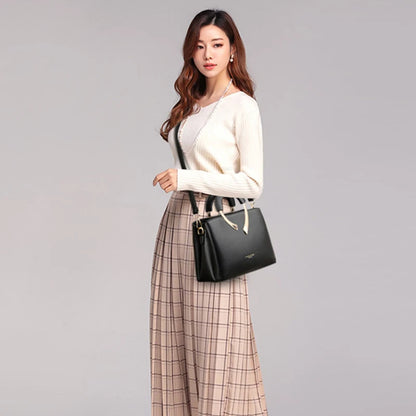 Bolso Crossbody Mediano Estilo Mom Bag - Cuero PU con Cierre de Cremallera